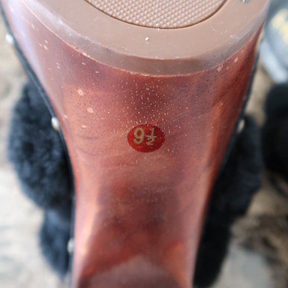 Lauren Ralph Lauren Mule Clog Faux Fur Heel 9.5 - Picture 8 of 14